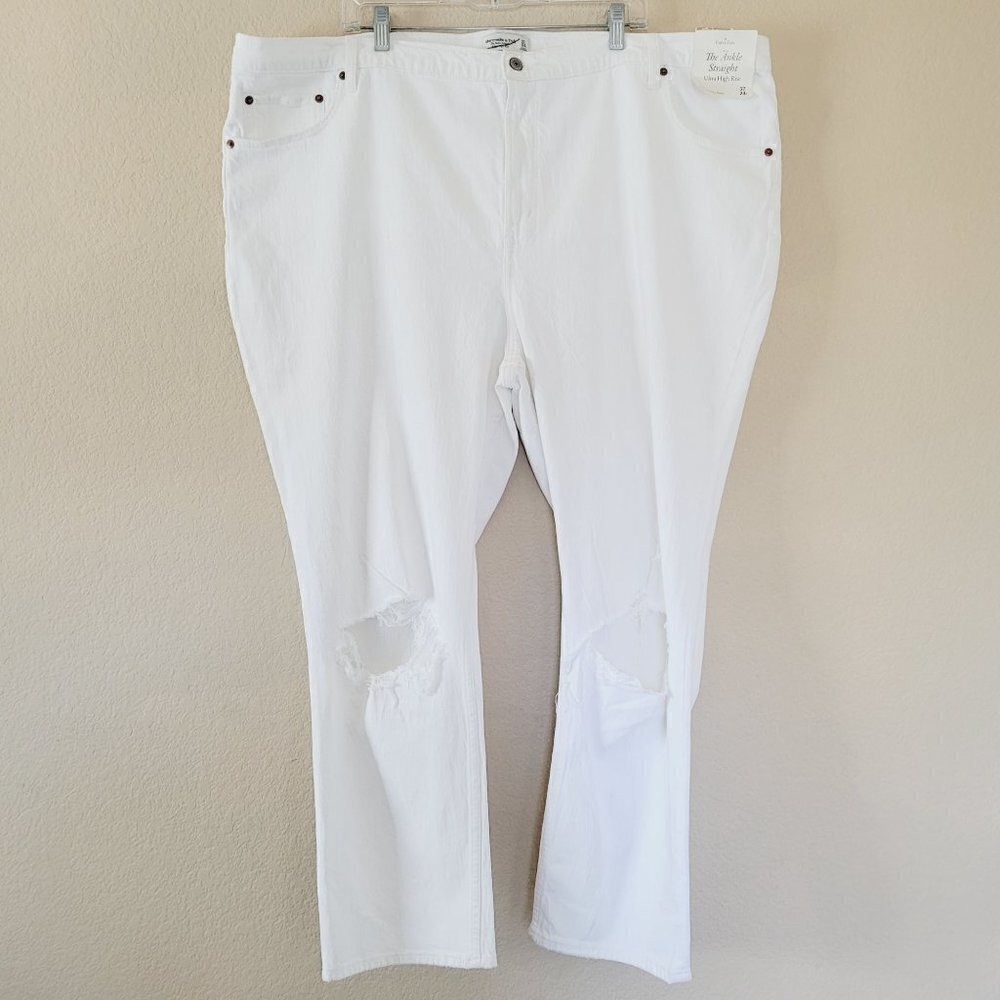 Abercrombie & Fitch Curve Love Ankle Straight Ultra High-Rise Jean Size 37 White